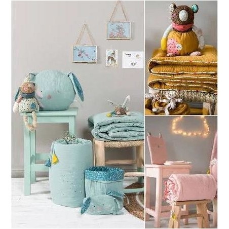 Coussin tête lapin bleu Les Jolis trop beaux