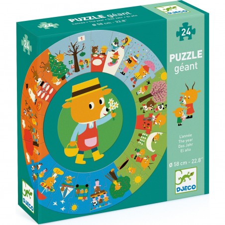 Puzzle Géant L'Année - Jeu Ludique Pour Apprendre les Saisons - Djeco
