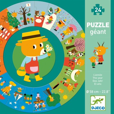 Puzzle Géant L'Année - Jeu Ludique Pour Apprendre les Saisons - Djeco
