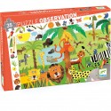 Puzzle 35 pièces - Poster et jeu d'observation : La jungle - Djeco
