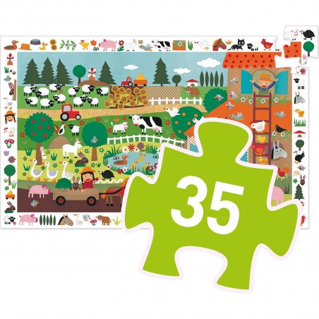 Puzzle 35 pièces - puzzle observation : la ferme - Djeco