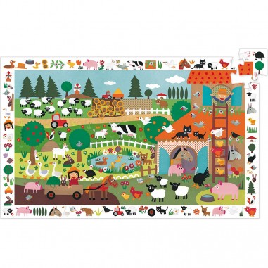 Puzzle 35 pièces - puzzle observation : la ferme - Djeco