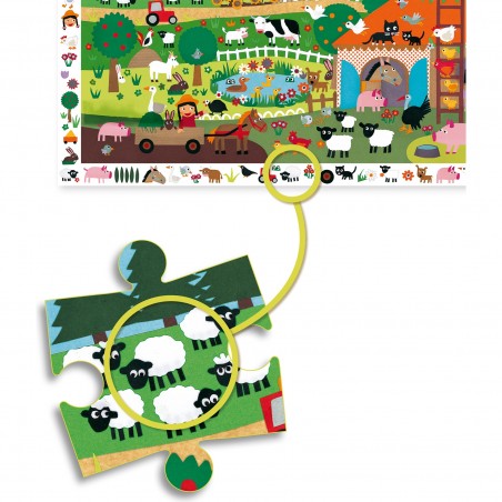 Puzzle 35 pièces - puzzle observation : la ferme - Djeco