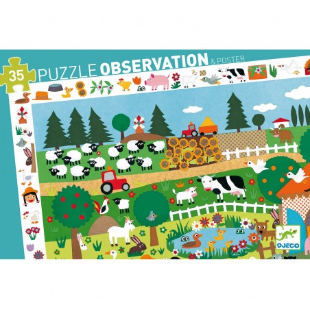 Puzzle 35 pièces - puzzle observation : la ferme - Djeco