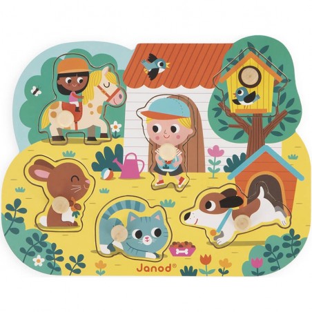 Puzzle en bois pour bébé animaux - Jeu d'éveil enfant 18 mois - Janod