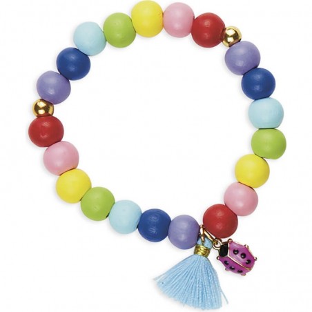 Kit créatif : 3 bijoux perles en bois arc-en-ciel à créer - Janod