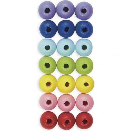 Kit créatif : 3 bijoux perles en bois arc-en-ciel à créer - Janod