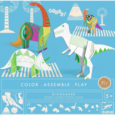 Coloriage Assemblage Dinosaures dès 5 ans - Djeco