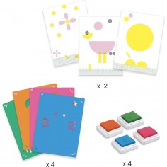 Coffret de pochoirs, éponges et tampons encreurs : tape et tape - Djeco 2