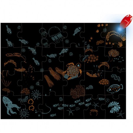 Puzzle phosphorescent - Puzzle magique l'océan pour enfant 3 ans - Janod