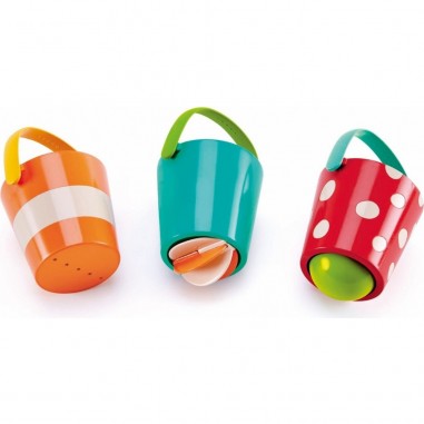 Ensemble de seaux colorés pour le bain - Hape Toys