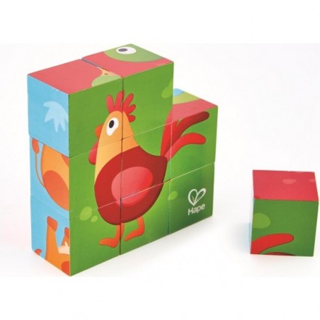 Puzzle Cubes - Animaux De La Ferme - Hape Toys