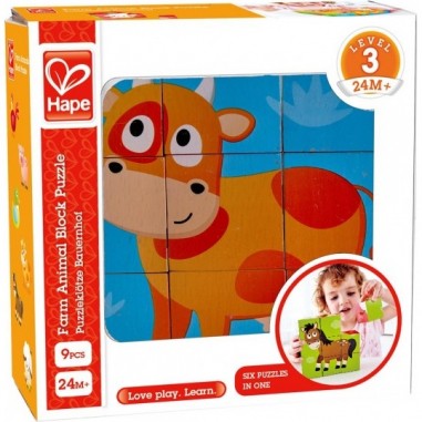 Puzzle Cubes - Animaux De La Ferme - Hape Toys