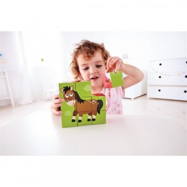 Puzzle Cubes - Animaux De La Ferme - Hape Toys