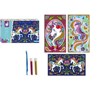 Kit Créatif - Paillettes Licornes : Sable, Paillettes, Dorure & Strass - J07883 - Janod