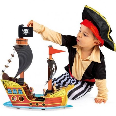 Bateau Pirates Story - carton et bois - : Ferme, Pirates & Chevaliers - J08579 - Janod