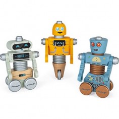Jeu de construction pour enfants - Robots en bois rétro à monter - Janod 2