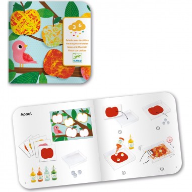 Peindre avec des billes défilé multicolore - loisirs créatifs 3 ans - Djeco