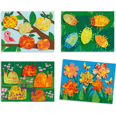 Peindre avec des billes défilé multicolore - loisirs créatifs 3 ans - Djeco