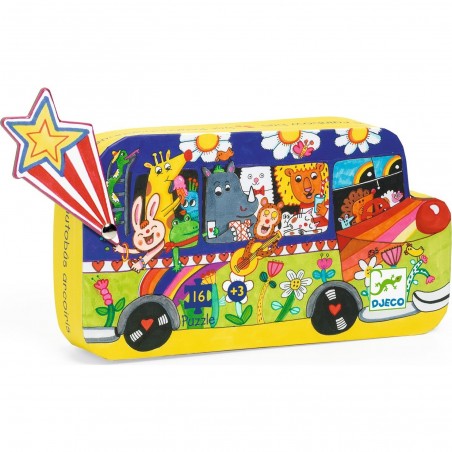 Puzzle Silhouette - Le Bus ArcCiel - 16 Pièces - Jeux classiques - Djeco