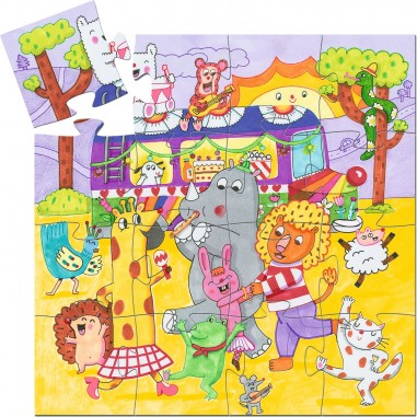 Puzzle Silhouette - Le Bus ArcCiel - 16 Pièces - Jeux classiques - Djeco