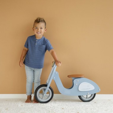 Draisienne Scooter en bois pour enfant Bleu - Little Dutch