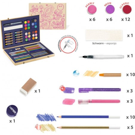 Mallette peinture et crayons pour enfant - Sparkling color box - Djeco