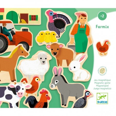 Jeu magnétique Farmix - Magnets en bois - Djeco