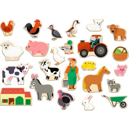 Jeu magnétique Farmix - Magnets en bois - Djeco