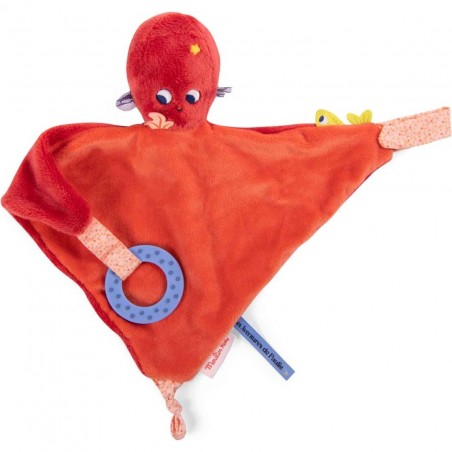 Doudou plat Pieuvre Paulie - Un doudou carré Les Aventures de Paulie - Moulin Roty