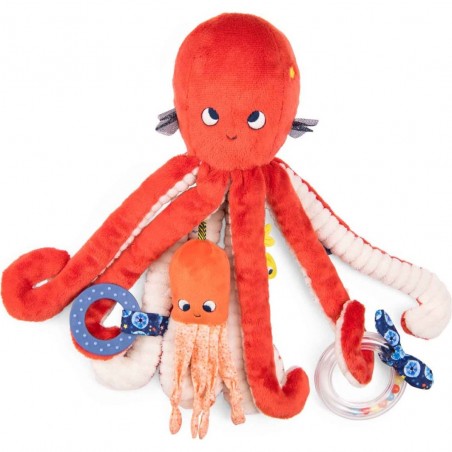 Peluche pieuvre d'activités rouge - Les aventures de Paulie - Moulin Roty