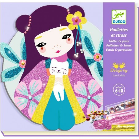 Tableau paillettes et strass Onnanoko - Activité créative - Djeco