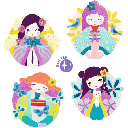 Tableau paillettes et strass Onnanoko - Activité créative - Djeco