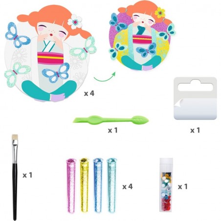 Tableau paillettes et strass Onnanoko - Activité créative - Djeco