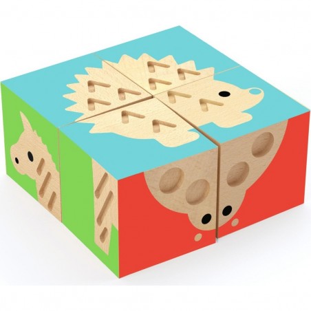Cubes en bois bébé TouchBasic - Jouet éducatif en bois - Djeco