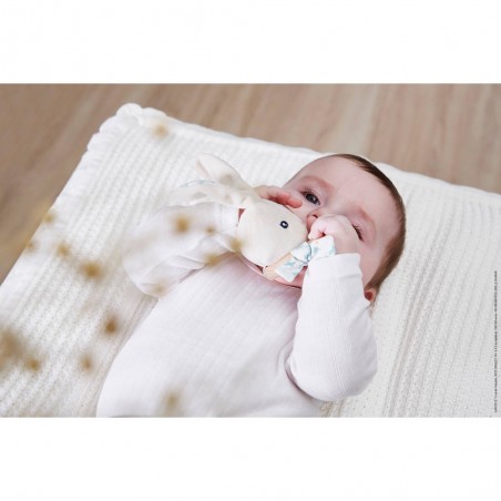 Hochet bébé - Hochet en bois, peluche lapin bleue - Kaloo