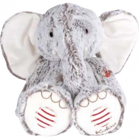 Peluche éléphant Noa gris prestige - Rouge - Kaloo