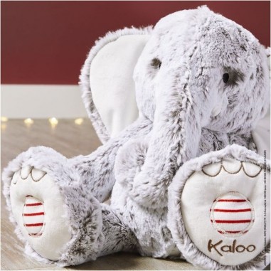 Peluche éléphant Noa gris prestige - Rouge - Kaloo