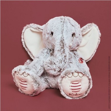 Peluche éléphant Noa gris prestige - Rouge - Kaloo