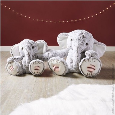 Peluche éléphant Noa gris prestige - Rouge - Kaloo