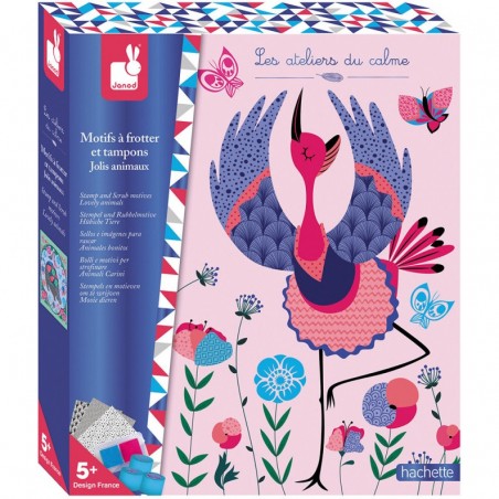 Motifs à frotter et tampons jolis animaux - Les ateliers du calme - Janod