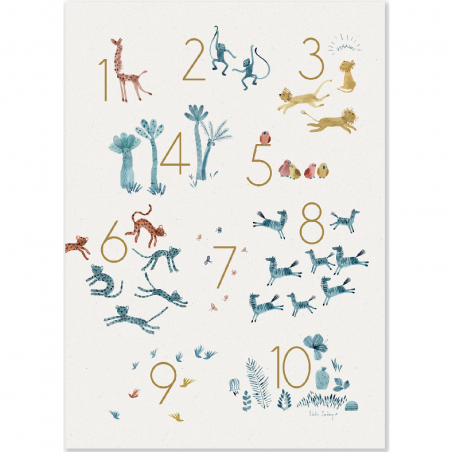 Affiche Chiffres 50x70cm Sous mon baobab - Moulin Roty