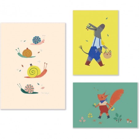 Set de 3 affiches Pomme des bois - Décoration - Moulin Roty