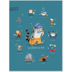 Affiche Toilette du chat 30x40cm Les Moustaches - Moulin Roty