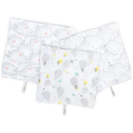 Set de 3 langes gris/blanc/rose Les Petits dodos