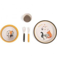 Set vaisselle Moulin Roty en bambou "Les moustaches" 2