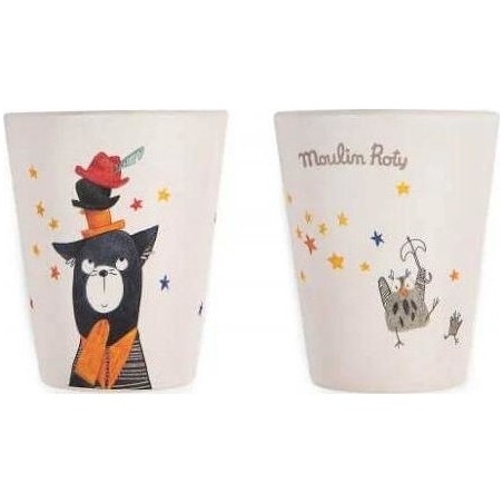 Set vaisselle Moulin Roty en bambou "Les moustaches"