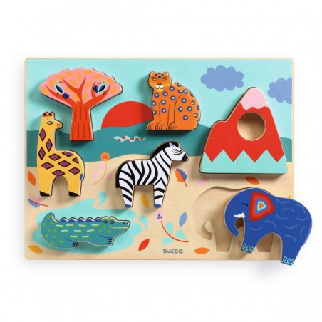 Puzzles bois relief Savana Story - Djeco