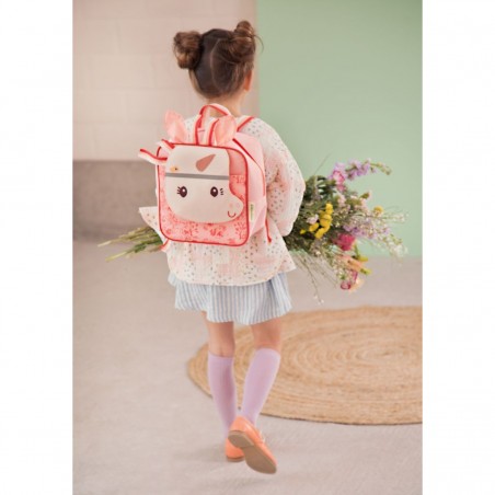 Sac à dos rose et blanc avec les jolies oreilles de Lena la licorne - Lilliputiens