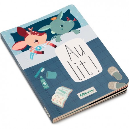 Livre d'apprentissage Fr en carton sur le rituel du coucher - Lilliputiens